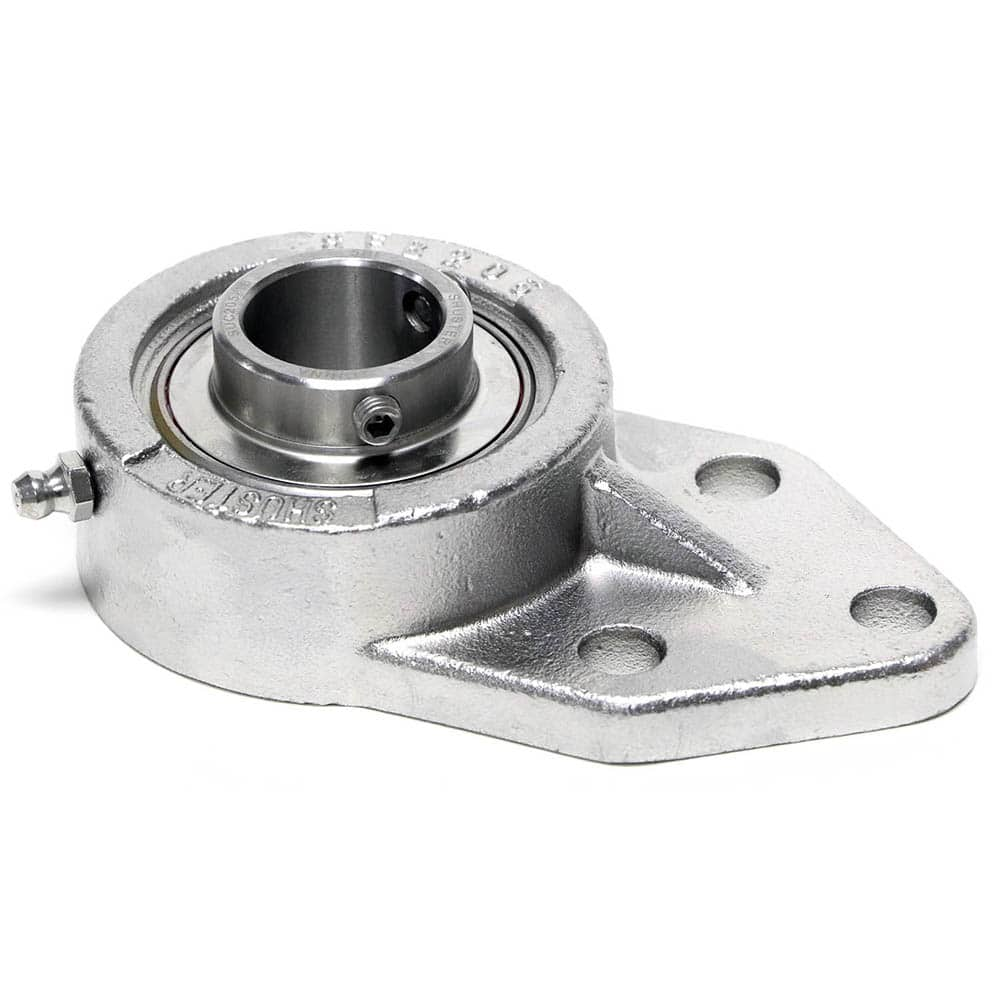 Shuster - SUCSFB207-20, 1-1/4" ID, 3-3/4" OAL x 156mm OAH x 1-7/8" Wide, 3-Bolt Flange Mounted Bearing - Exact Industrial Supply