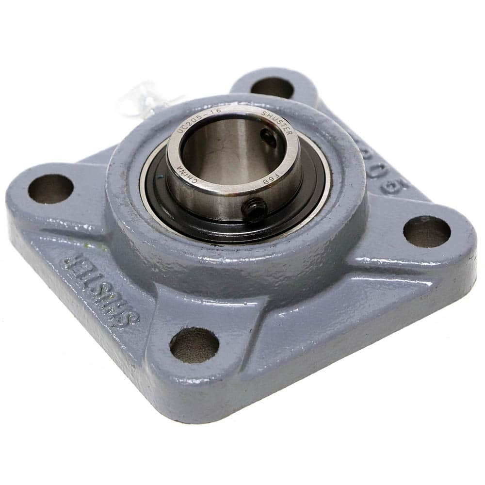 Shuster - UCF204, 20mm ID, 3-3/8" OAL x 3-3/8" OAH, 4-Bolt Flange Bearing - Exact Industrial Supply