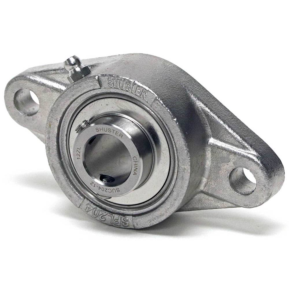 Shuster - SUCSFL205, 25mm ID, 68mm OAL x 5-1/8" OAH, 2-Bolt Flange Bearing - Exact Industrial Supply