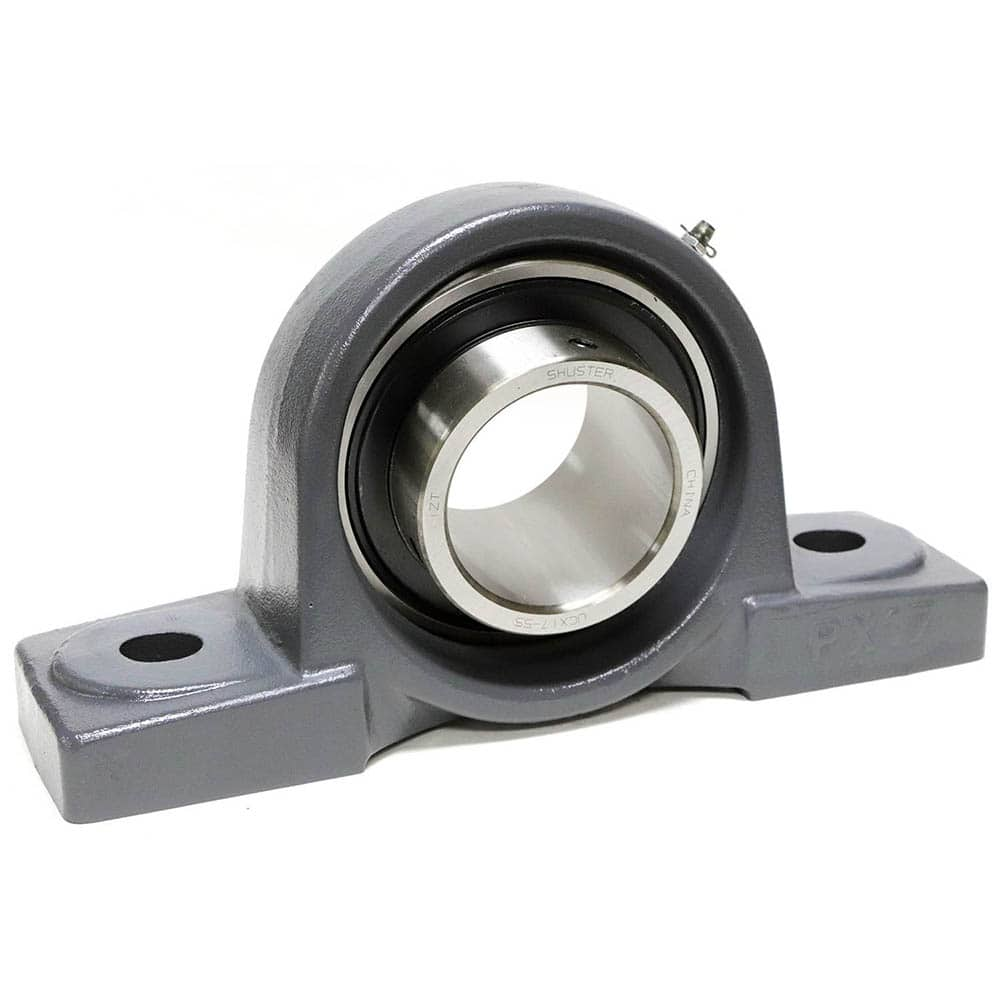 Shuster - UCPX11-35, 2-3/16" ID, 10-1/4" OAL x 137mm OAH x 3-1/8" Wide, Medium Duty Ball Bearing Pillow Block - Exact Industrial Supply