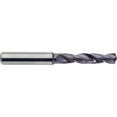 Screw Machine Length Drill Bit: 0.242″ Dia, 142 °, Solid Carbide ALtima Plus Finish, Right Hand Cut, Helical Flute, Straight-Cylindrical Shank