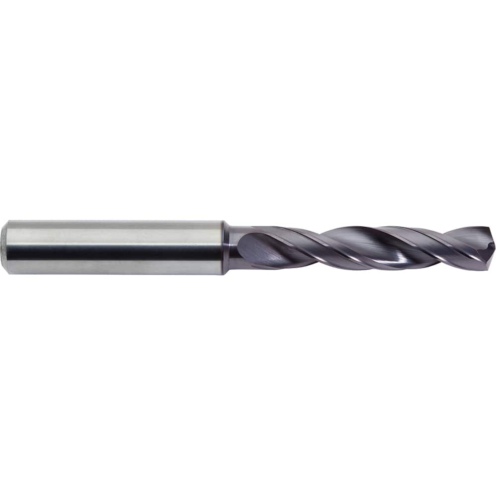 Screw Machine Length Drill Bit: 0.2008″ Dia, 142 °, Solid Carbide ALtima Plus Finish, Right Hand Cut, Helical Flute, Straight-Cylindrical Shank