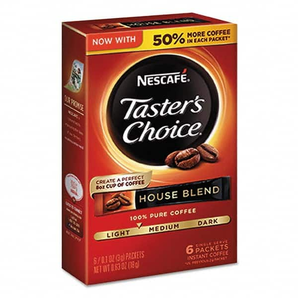 Nescafe - Coffee, Tea & Accessories Breakroom Accessory Type: Coffee Breakroom Accessory Description: Taster's Choice House Blend Instant Coffee, 0.1oz Stick, 6/Box, 12Box/Carton - Top Tool & Supply