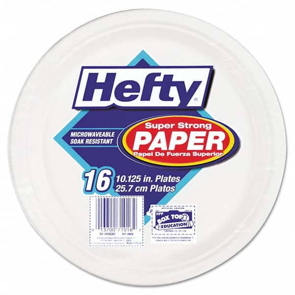 Hefty - Super Strong Paper Dinnerware, 10 1/8" Plate, Bagasse, 16/Pack, 12 Packs/Carton - Top Tool & Supply