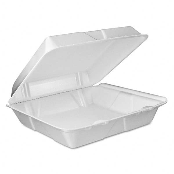 DART - Foam Vented Hinged Lid Containers, 9w x 9 2/5d x 3h, White, 100/PK, 2 PK/CT - Top Tool & Supply