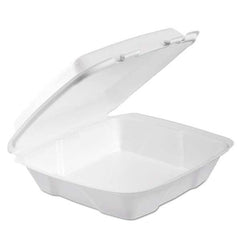 DART - Foam Hinged Lid Container, 1-Comp, 9 x 9 2/5 x 3, White, 100/Bag, 2 Bag/Carton - Top Tool & Supply