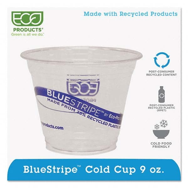 ECO PRODUCTS - BlueStripe 25% Recycled Content Cold Cups, 9 oz, Clear/Blue, 50/Pk, 20 Pk/Ct - Top Tool & Supply