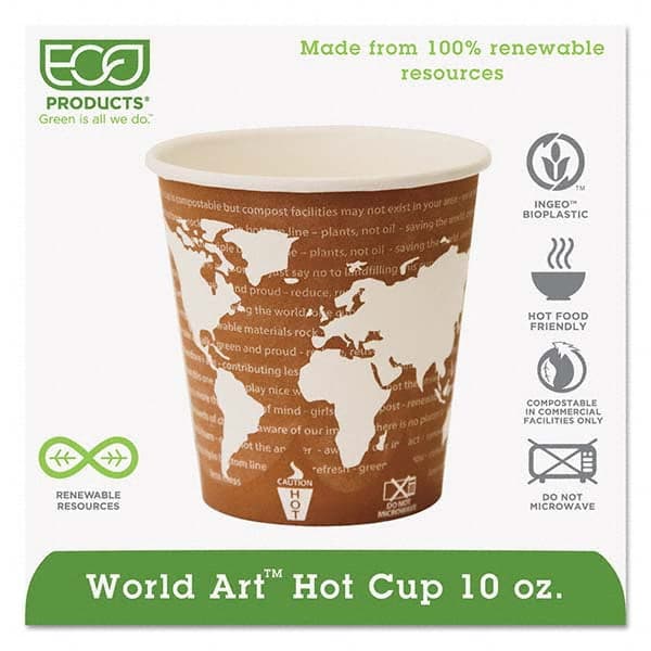 ECO PRODUCTS - World Art Renewable Compostable Hot Cups, 10 oz, 50/PK, 20 PK/CT - Top Tool & Supply