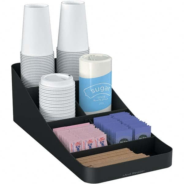 Mind Reader - Condiments & Dispensers Breakroom Accessory Type: Condiment Dispenser Breakroom Accessory Description: Trove Seven-Compartment Coffee Condiment Organizer - Top Tool & Supply