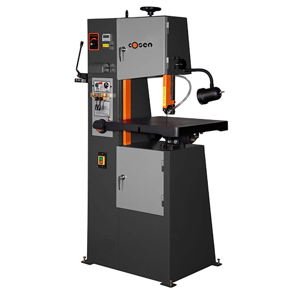 Cosen - Vertical Bandsaws; Drive Type: Variable Frequency ; Throat Capacity (Decimal Inch): 11.9600 ; Height Capacity (Inch): 8.6 ; Phase: 1 ; Blade Width (Inch): 0.2800 ; Blade Speeds (SFPM): 98 - Exact Industrial Supply