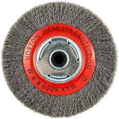 Norton - 6" OD, 5/8" Arbor Hole, Crimped Carbon Wheel Brush - Top Tool & Supply