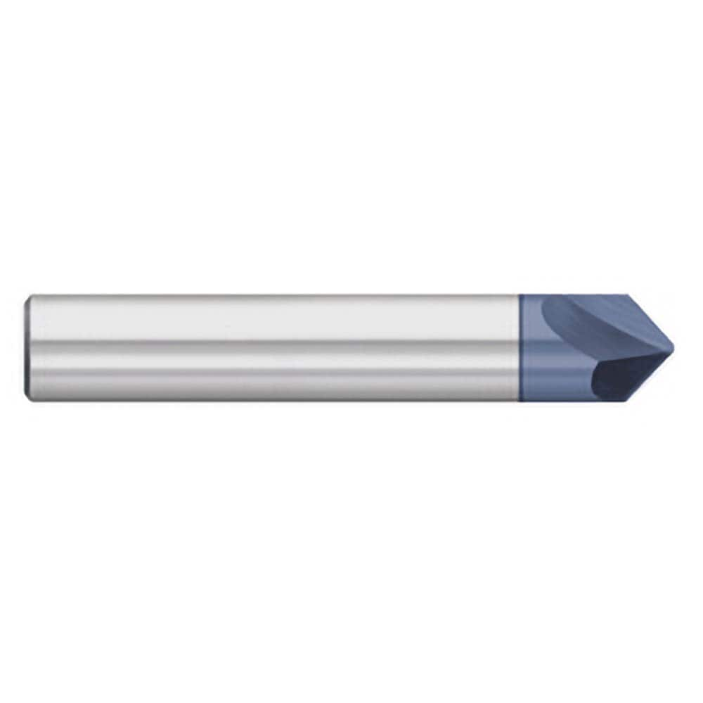 Titan USA - Chamfer Mills; Cutter Head Diameter (Inch): 1/8 ; Included Angle B: 49 ; Included Angle A: 82 ; Chamfer Mill Material: Solid Carbide ; Chamfer Mill Finish/Coating: AlTiN ; Overall Length (Inch): 1-1/2 - Exact Industrial Supply