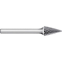 Titan USA - Burrs; Head Shape: Cone ; Industry Specification: SM-42L2 ; Tooth Style: Double Cut ; Cutting Diameter (Inch): 1/8 ; Cutting Diameter (Decimal Inch): 0.1250 ; Shank Diameter (Inch): 1/8 - Exact Industrial Supply