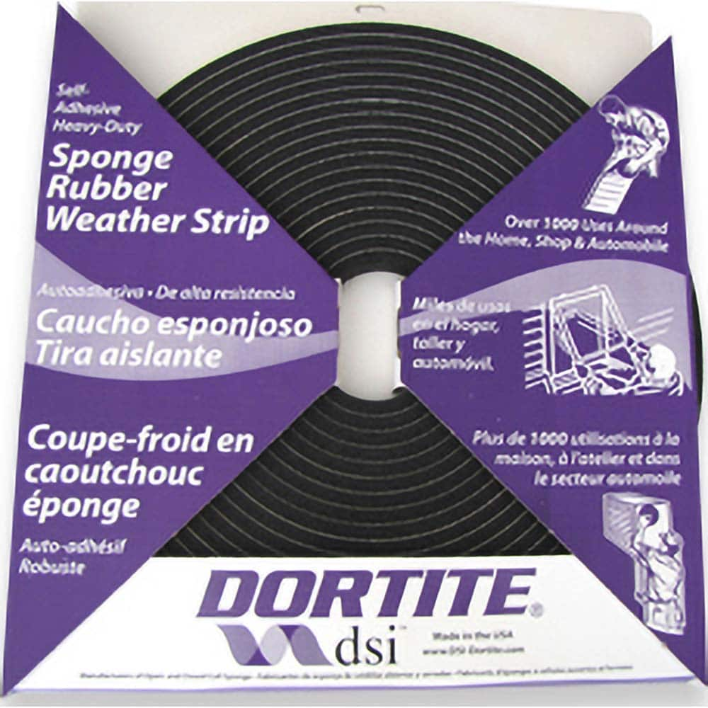 DSI - Weatherstripping; Type: Open Cell Sponge Rubber Tape w/PSA ; Length (Decimal Inch): 600 ; Width (Inch): 1/2 ; Door Thickness: 1/8 (Inch); Material: Natural Open Cell Rubber w/PSA - Exact Industrial Supply