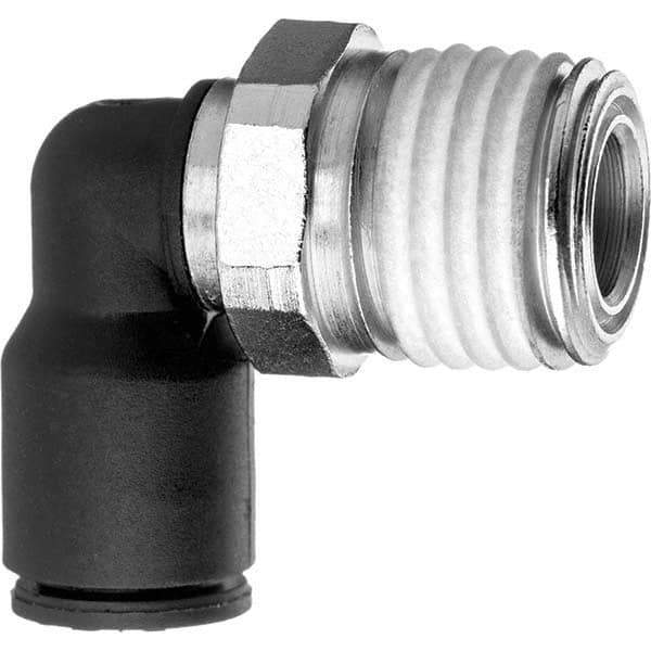 Value Collection - 4mm OD, NPT Male, Nylon Push-to-Connect Male Elbow - 150 Max psi, Black - Top Tool & Supply