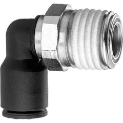 Value Collection - 4mm OD, NPT Male, Nylon Push-to-Connect Male Elbow - 150 Max psi, Black - Top Tool & Supply