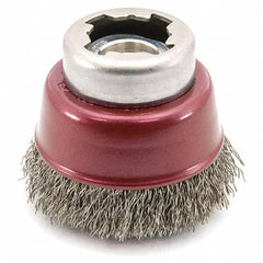 Osborn - 2-1/2" Diam 5/8-11 Threaded Arbor Stainless Steel Fill Cup Brush - Top Tool & Supply