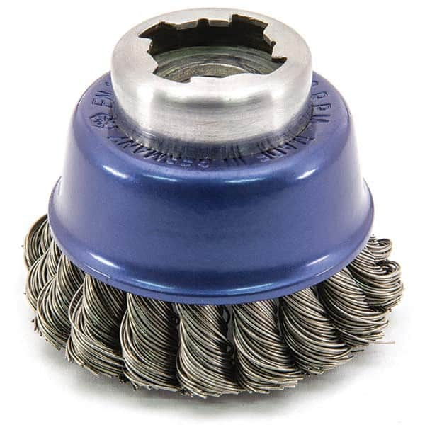 Osborn - 2-1/2" Diam 5/8-11 Threaded Arbor Stainless Steel Fill Cup Brush - Top Tool & Supply