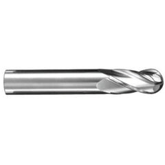 ‎5/16″ Dia. × 5/16″ Shank × 13/16″ DOC × 2-1/2″ OAL, Carbide Uncoated, Spiral , 4 Flute, 30° Helix, Ballnose End Mill - Exact Industrial Supply