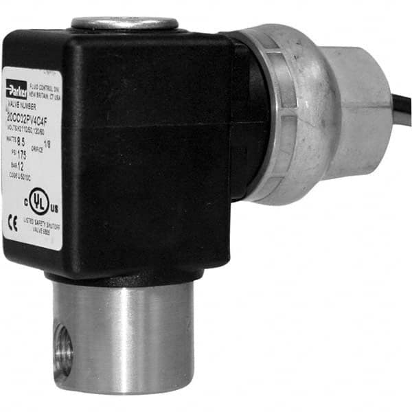 Parker - 24 VDC 1/8" NPT Port Stainless Steel Two-Way Direct Acting Solenoid Valve - Top Tool & Supply