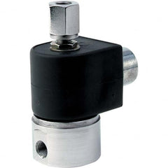 Parker - 120/60 - 110/50 VAC 1/4" NPT Port Stainless Steel Two-Way Direct Acting Solenoid Valve - Top Tool & Supply