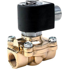 Parker - 120/60 - 110/50 VAC 1 NPT Port Brass Two-Way Internally Piloted Diaphragm Solenoid Valve - Top Tool & Supply