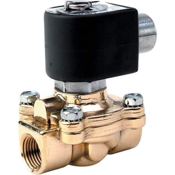 Parker - 24 VDC 3/8" NPT Port Brass Two-Way Internally Piloted Diaphragm Solenoid Valve - Top Tool & Supply