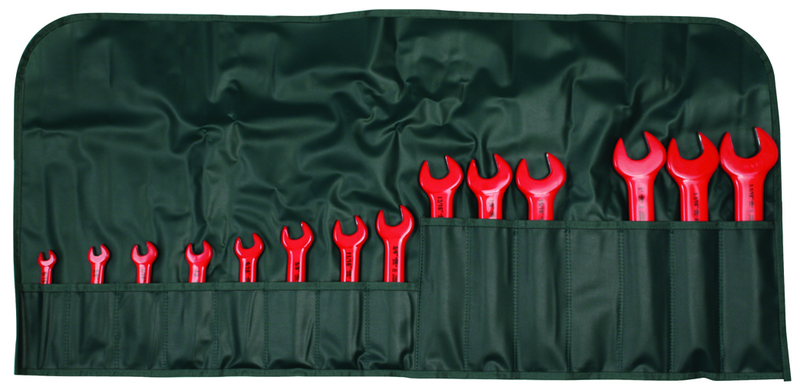 Insulated Open End Inch Wrench 14 Piece Set Includes: 5/16" - 1-1/8" In Canvas Pouch - Top Tool & Supply