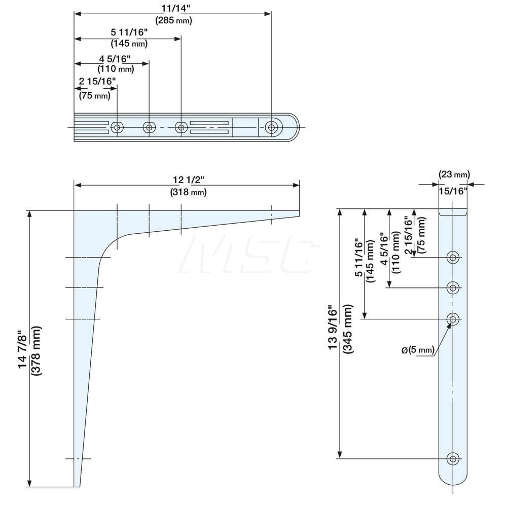 Brackets; Type: Shelf Bracket; Length (mm): 318.00; Width (mm): 23.00; Height (mm): 378.0000; Load Capacity (Lb.): 143.000; Finish/Coating: White; Minimum Order Quantity: Steel; Material: Steel