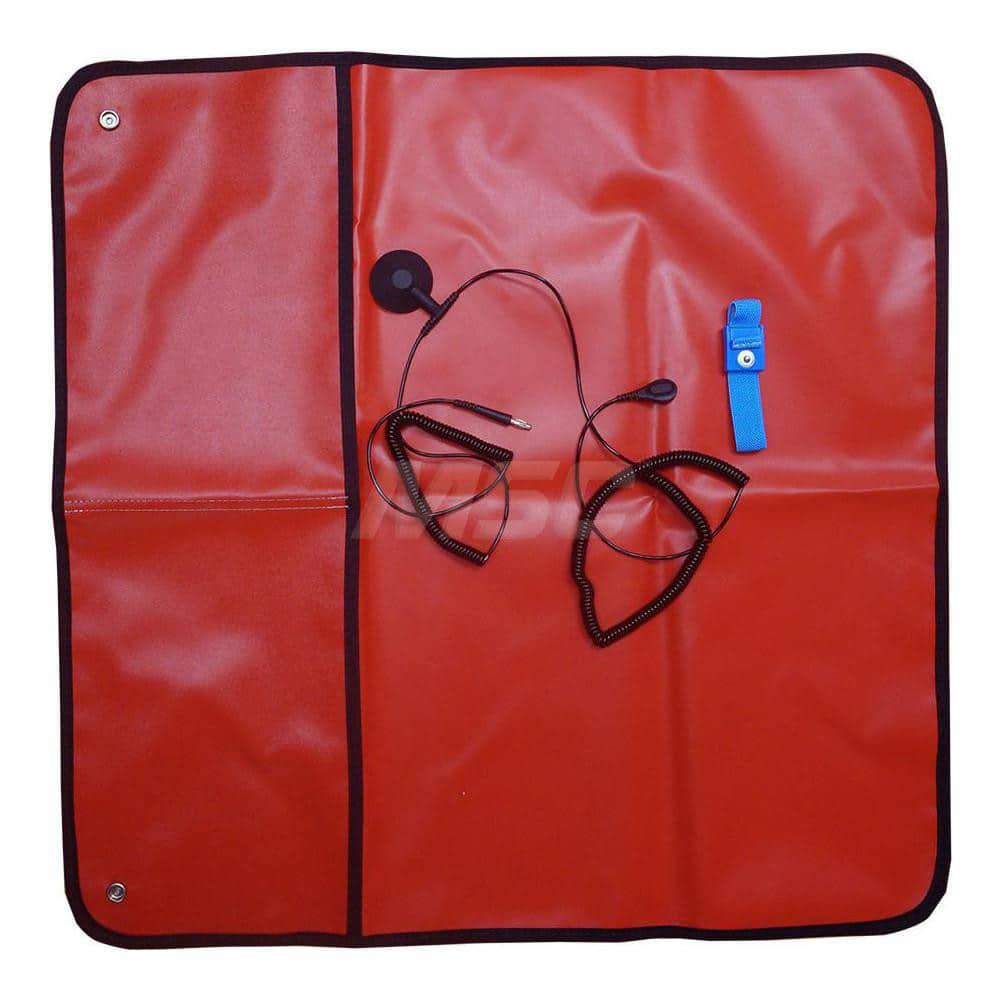 Anti-Static Work Kits & Table Mats; Mat Type: Anti-Static Table Mat; Material: PVC; Overall Length: 24.00; Thickness: .018 in; Resistance: 108.000; Color: Red