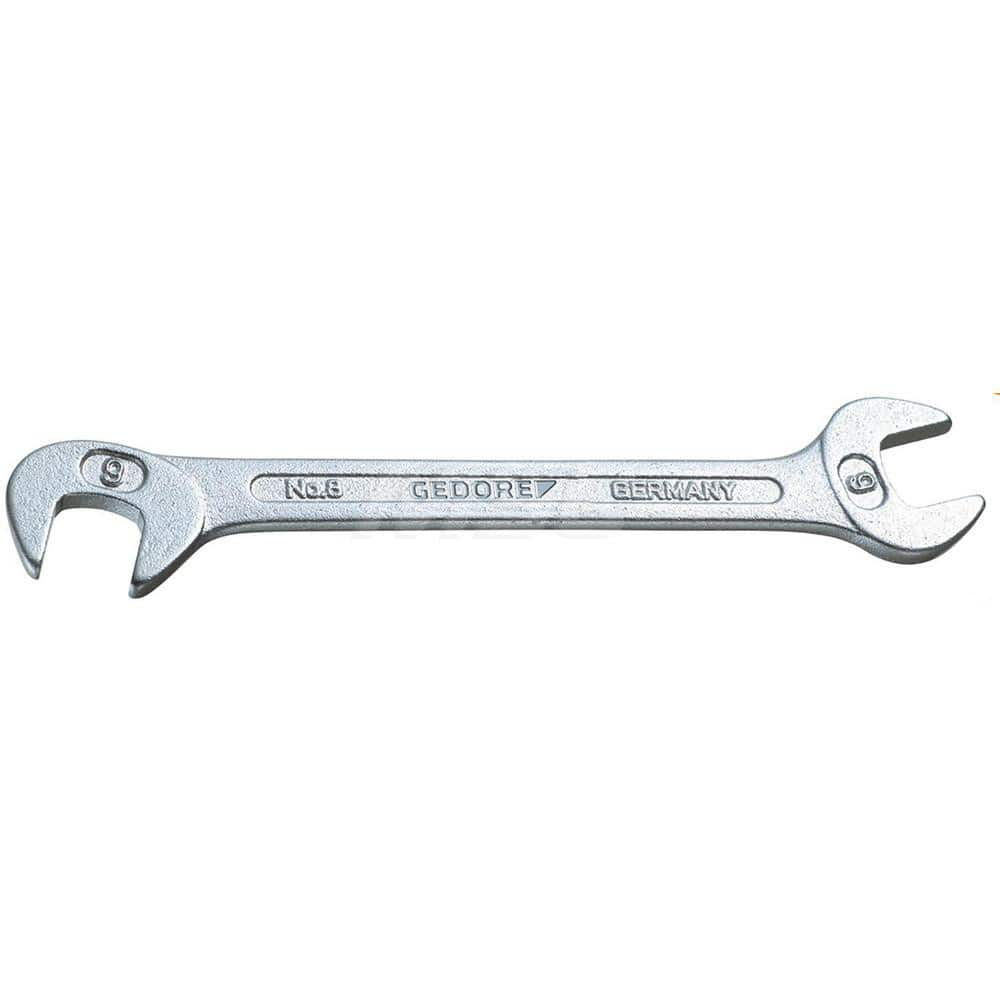 Open End Wrench: 8 mm, Double End Head 15 ° Head Angle, Vanadium Steel, Chrome-Plated