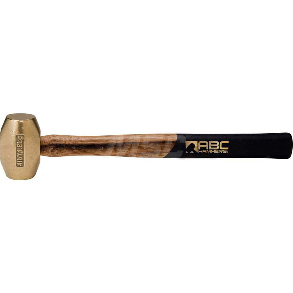 4 lb Brass Striking Hammer, Non-Sparking, Non-Marring 1 3/4 ™ Face Diam, 3-3/4 ™ Head Length, 18 ™ OAL, 15 ™ Wood Handle, Double Faced 1-3/4″ Face Diam, 3-3/4″ Head Length, 18″ OAL, 15″ Wood Handle