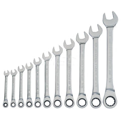 Wrench Set: 11 Pc, Inch Polished Chrome Finish