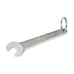 Tethered, Service & Open End Wrench: Open End Head, 1/8″ 7″ OAL, Steel, Chrome-Plated