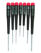 7 Piece - Precision Slotted & Phillips Screwdriver Set - #26190 - Includes: Phillips #00 - 1 Slotted 1.5 - 3mm - Top Tool & Supply