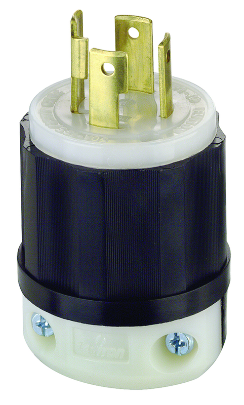 30 Amp; 125/250 Volt; NEMA L14-30P; 3P; 4W; Locking Plug; Industrial Grade; Grounding - Black-White - Top Tool & Supply