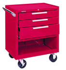 3-Drawer Roller Cabinet w/ball bearing Dwr slides - 35'' x 18'' x 27'' Red - Top Tool & Supply