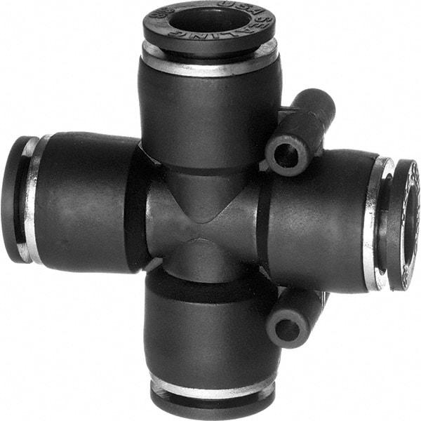 Value Collection - 1/4" OD, Nylon Push-to-Connect Union Cross - 150 Max psi, Black - Top Tool & Supply