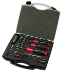 59 Piece - Torque Control - #28589 - Includes: Torque handle 10-50 Inch/Lbs; 5-10 Inch/Lbs and 15-80 Inch lbs. Hex; Torx®; Phillips; Slotted; Pozi Bits and Sockets in Storage Case - Top Tool & Supply