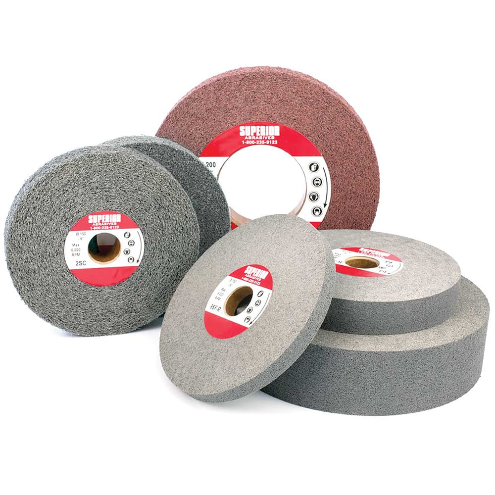 Superior Abrasives - Deburring Wheels; Wheel Type: Convolute ; Wheel Diameter (Inch): 6 ; Center Hole Size (Inch): 1 ; Abrasive Material: Silicon Carbide ; Grade: Fine ; Density: 7 - Exact Industrial Supply