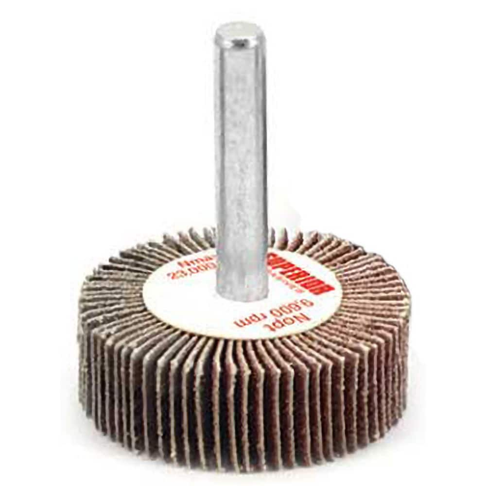 Superior Abrasives - Mounted Flap Wheels; Abrasive Type: Coated ; Outside Diameter (Inch): 1 ; Face Width (Inch): 5/8 ; Abrasive Material: Aluminum Oxide ; Grit: 80 ; Mounting Type: 1/4" Shank - Exact Industrial Supply