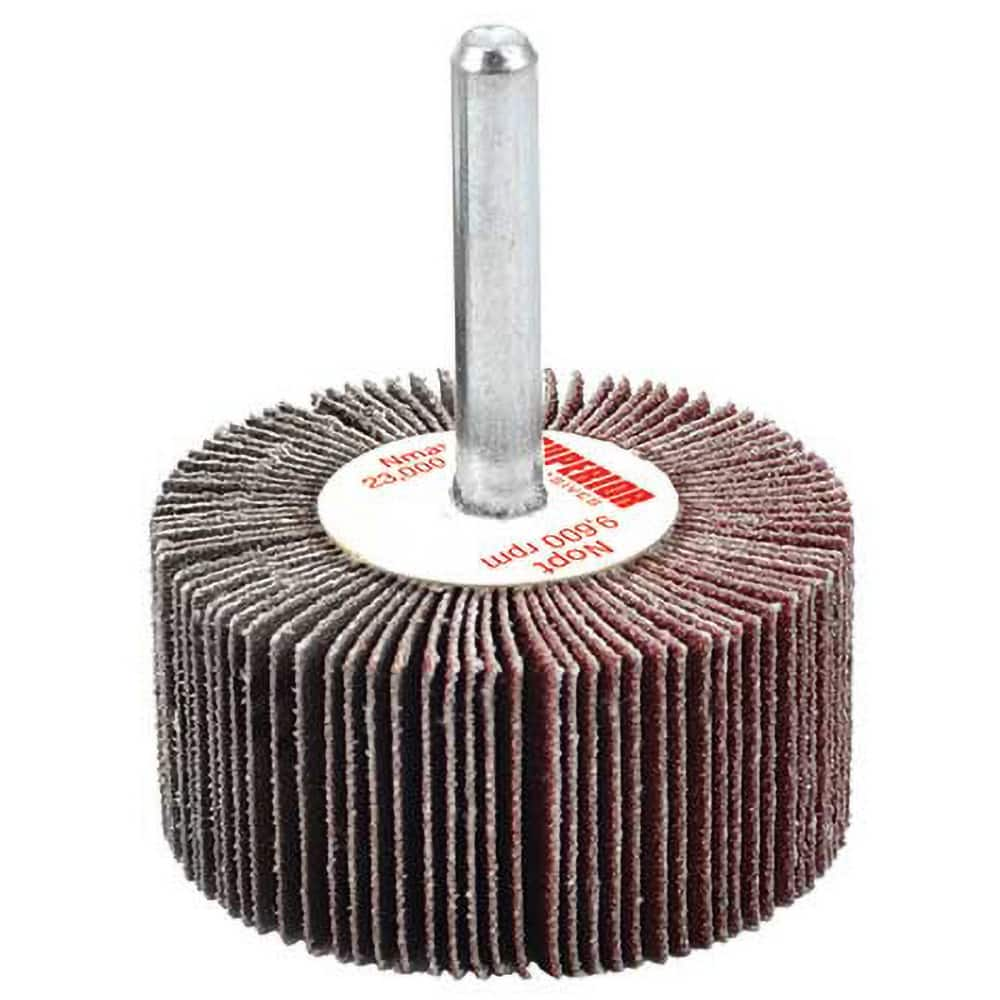 Superior Abrasives - Mounted Flap Wheels; Abrasive Type: Coated ; Outside Diameter (Inch): 3 ; Face Width (Inch): 2 ; Abrasive Material: Aluminum Oxide ; Grit: 60 ; Mounting Type: 1/4" Shank - Exact Industrial Supply