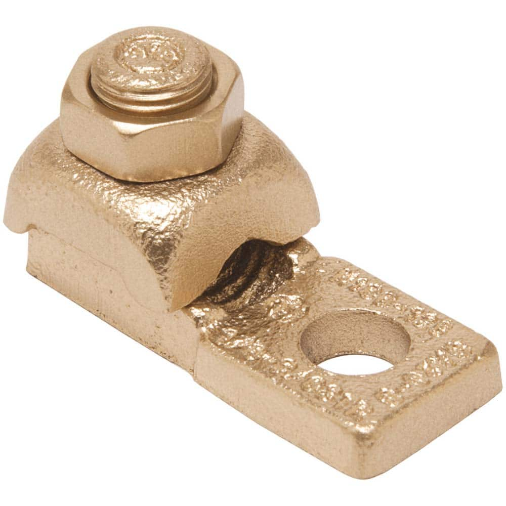 Burndy - Ring Terminals; Terminal Type: Rectangle ; Insulation Type: NonInsulated ; Connection Type: Lug ; Compatible Wire Size (AWG): 3/0-4/0 (Strand) ; Stud Size (Inch): 3/8 ; Color: Copper - Exact Industrial Supply