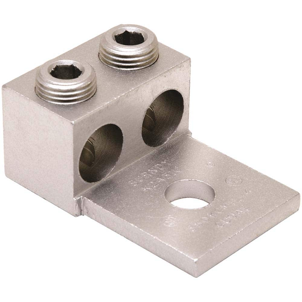 Burndy - Ring Terminals; Terminal Type: Rectangle ; Insulation Type: NonInsulated ; Connection Type: Lug ; Compatible Wire Size (AWG): 6 (Strand) ; Compatible Wire Size (kcmil): 250 ; Stud Size (Inch): 3/8 - Exact Industrial Supply