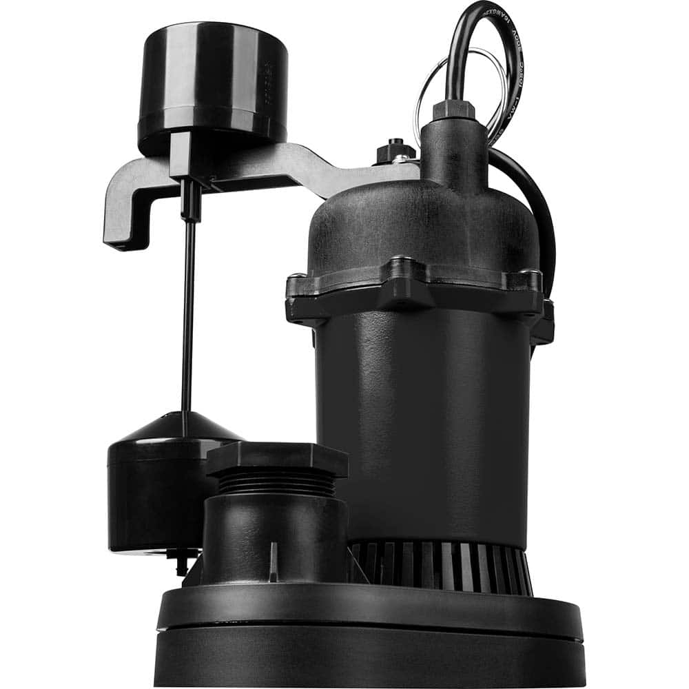 Sump Sewage & Effluent Pump: Piggyback Mechanical Float, 4.4A, 115V 1-1/2″ Outlet, Aluminum Housing