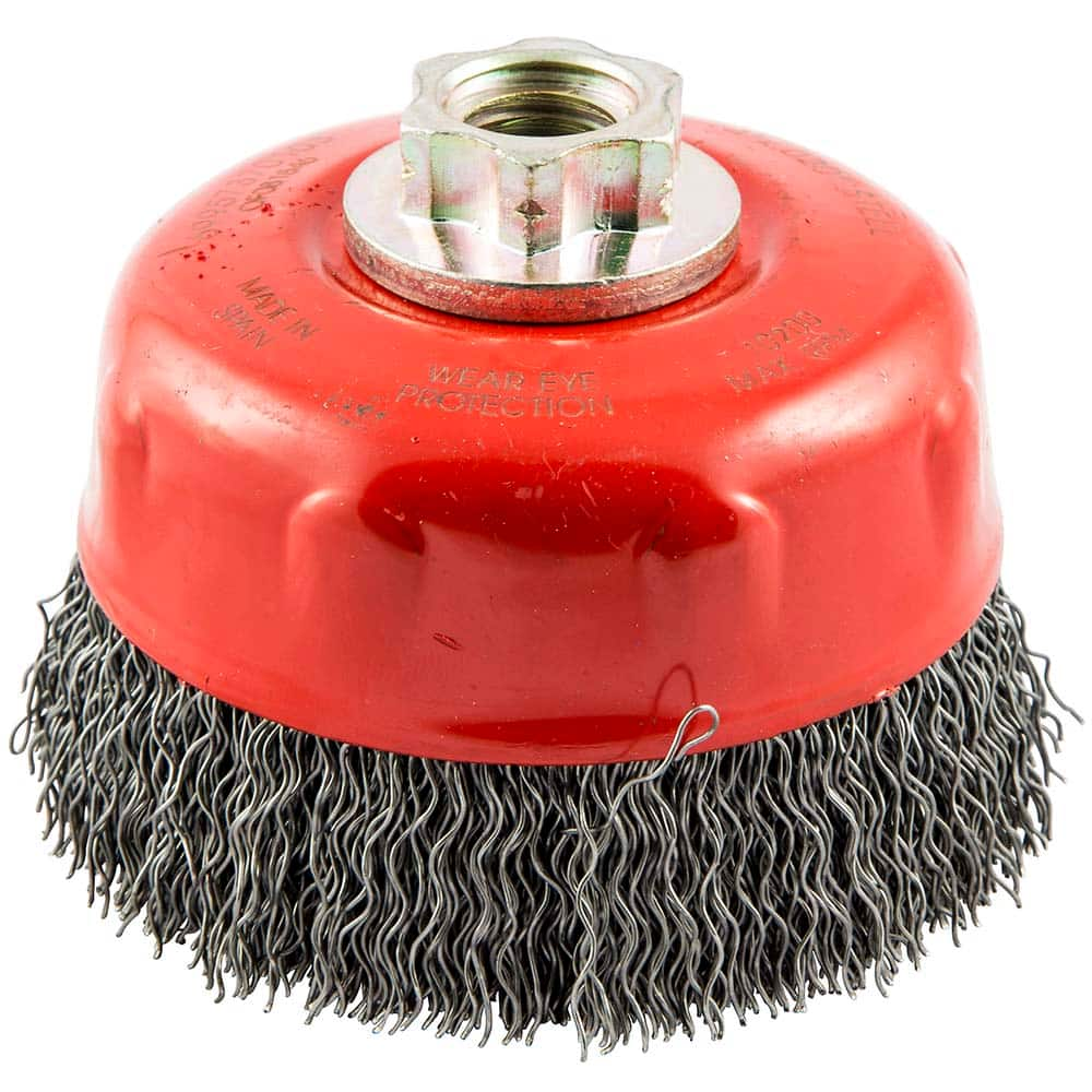 Norton - 4" Diam 5/8-11 Threaded Arbor Carbon Steel Fill Cup Brush - Top Tool & Supply