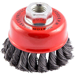 Norton - 3-1/2" Diam 5/8-11 Threaded Arbor Carbon Steel Fill Cup Brush - Top Tool & Supply