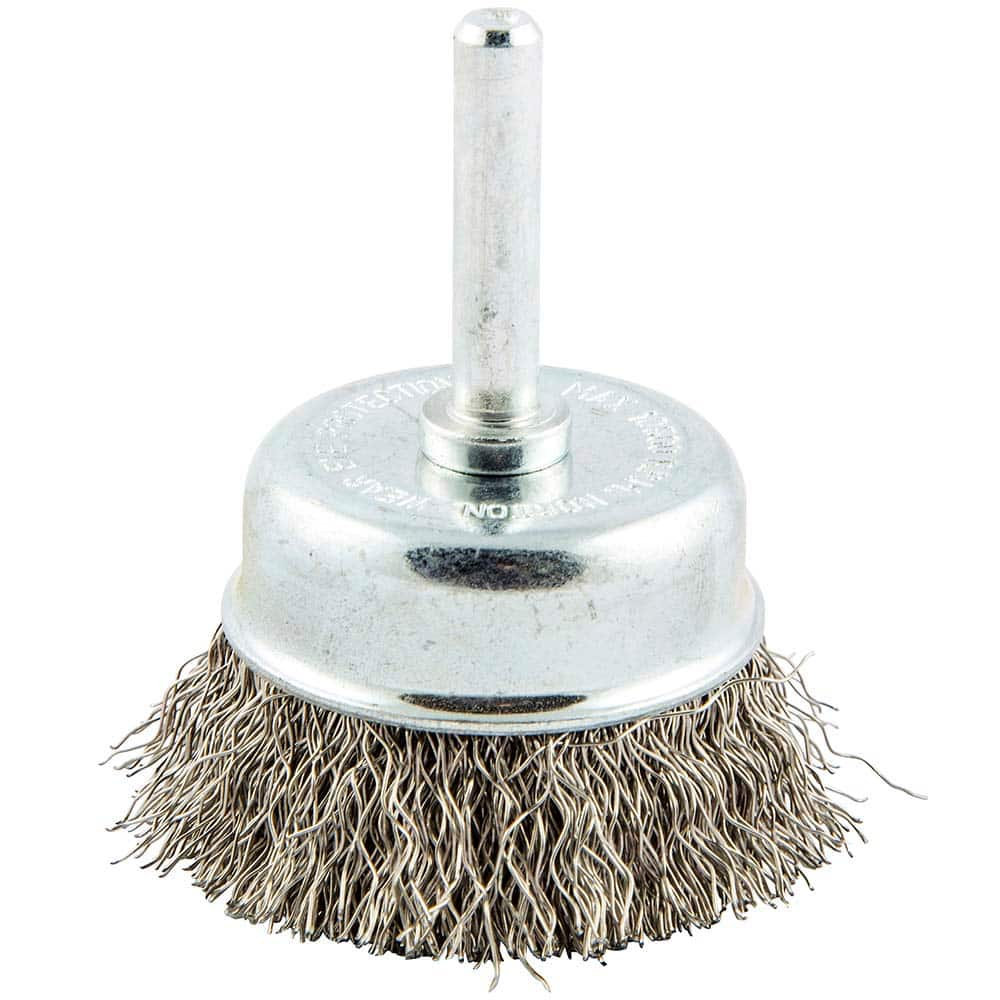 Norton - 2" Diam 1/4" Shank Stainless Steel Fill Cup Brush - Top Tool & Supply