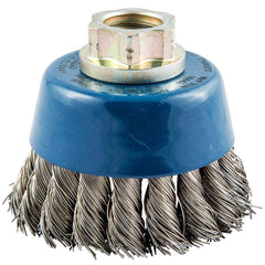 Norton - 2-3/4" Diam 5/8-11 Threaded Arbor Stainless Steel Fill Cup Brush - Top Tool & Supply