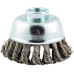 Norton - 3" Diam 5/8-11 Threaded Arbor Stainless Steel Fill Cup Brush - Top Tool & Supply